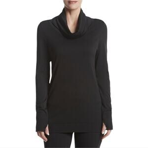 Maidenform Women's Seamless Sport Base layer Thermal Cowl Neck Tunic Black Med‎